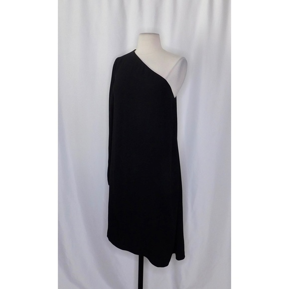NWT!! THEORY Sintsi Rosina Crepe Black One Shoulder Dress Shift Minimalist 4 - Picture 7 of 15